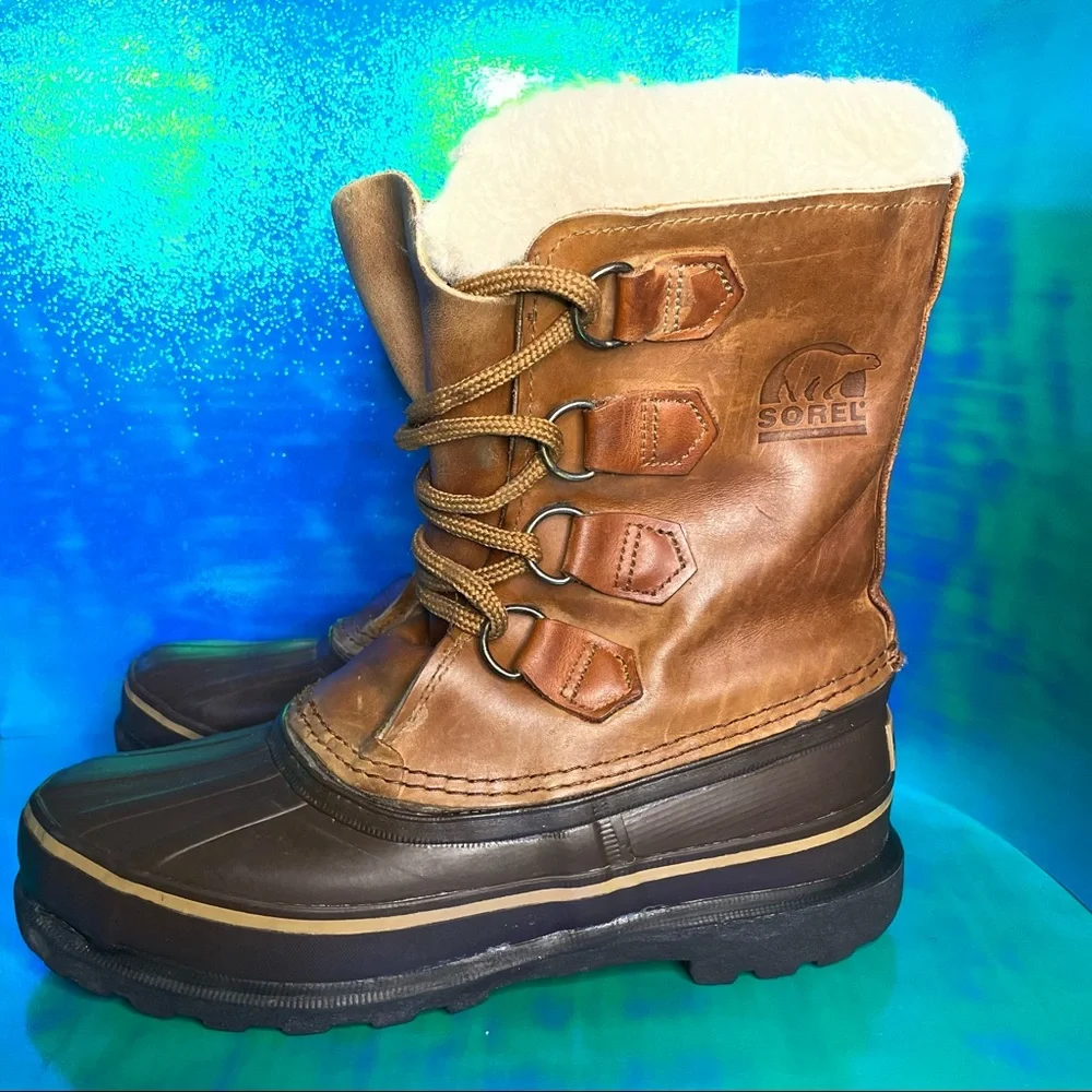 Sorel Leather Winter Insulated Duck Boots Womens Sz 9